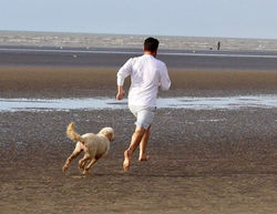 Rye Harbours owners go for a good run on the sands before breakfast!