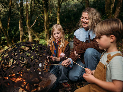 Toasting marshmallows at Tregoad Park 