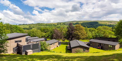 Aysgarth Lodges with the hills in the background - what a view!