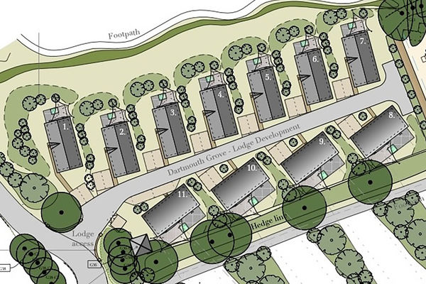 Dartmouth Grove Lodges in South Devon. Site plan 